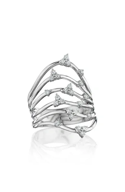 Hueb Luminous Stacked Diamond Ring In White Gold