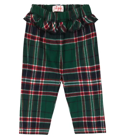 Il Gufo Babies' Check-print Ruffle-detailed Leggings In Green