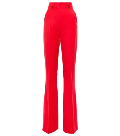 David Koma High-rise Flared Virgin Wool Pants In Red