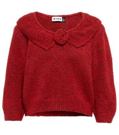 Rixo London Serenity Metallic-knit Sweater In Red