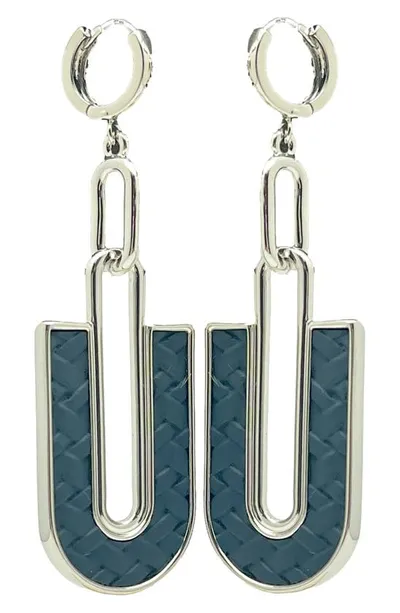 Vince Camuto Woven Linear Huggie Earrings In Silver Toned