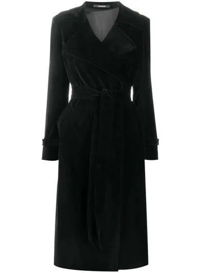 Tagliatore Single-breasted Belted Coat In Nero