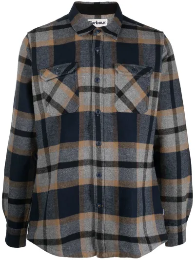 Barbour Shirt With Check Print In Gy52grey Marl