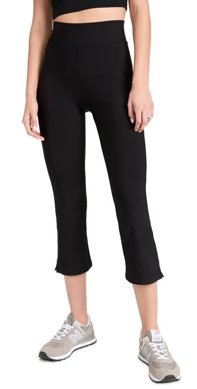 Plush Fleece-lined Cropped Flare Leggings In Black