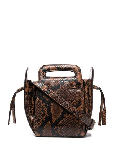 Ami Alexandre Mattiussi Snakeskin-print Bucket Bag In Brown