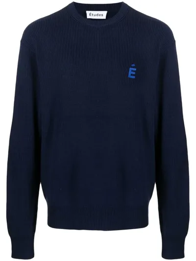 Etudes Studio Navy Boris Patch Sweater In Blue