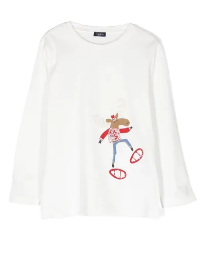 Il Gufo Kids' Embroidered Long-sleeved T-shirt In White