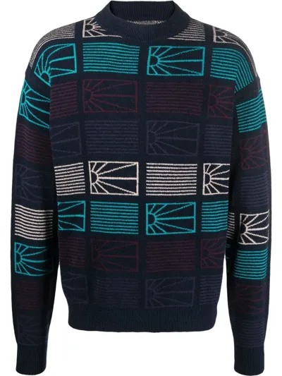 Paccbet Logo Intarsia-knit Jumper In Blue