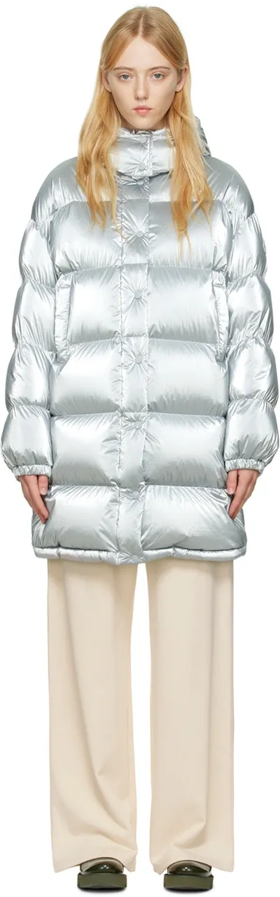 Moncler Silver Gaou Down Parka In 900 Silver