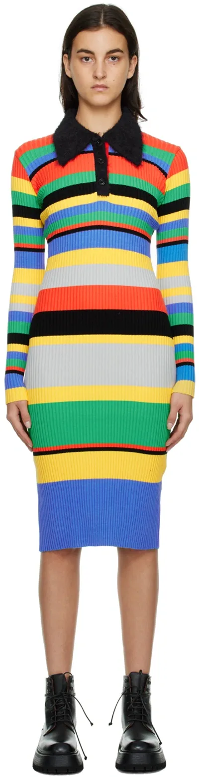 Andersson Bell Multicolor Striped Midi Dress In Orange