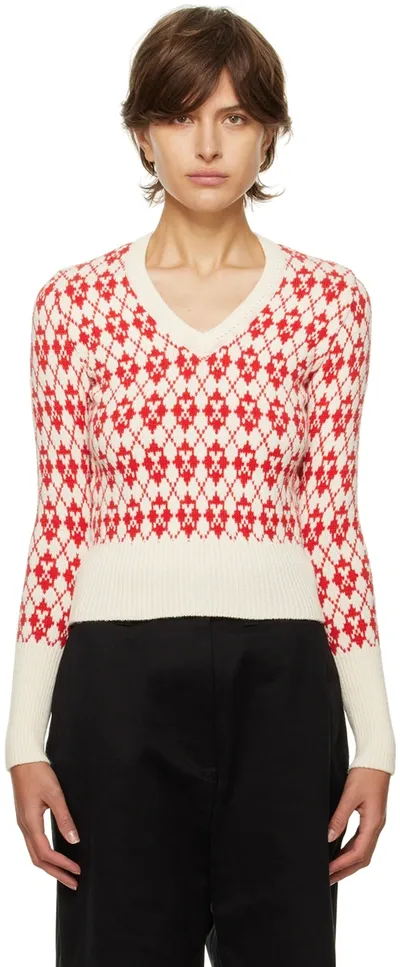 Ami Alexandre Mattiussi Ami De Coeur Argyle Knit Jumper In Red