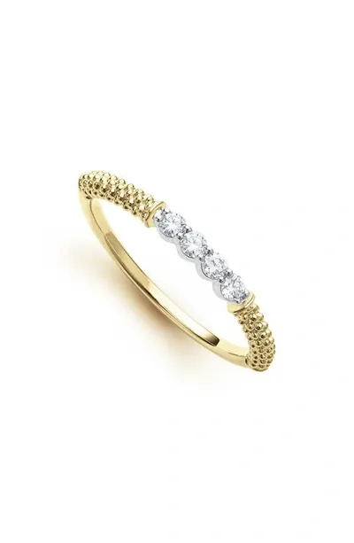 Lagos 18k White & Yellow Gold Signature Caviar Diamond Stacking Ring - Exclusive In Gold/white