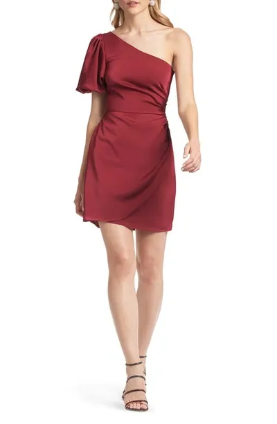 Sachin & Babi Amelia One-shoulder Minidress In Bordeaux