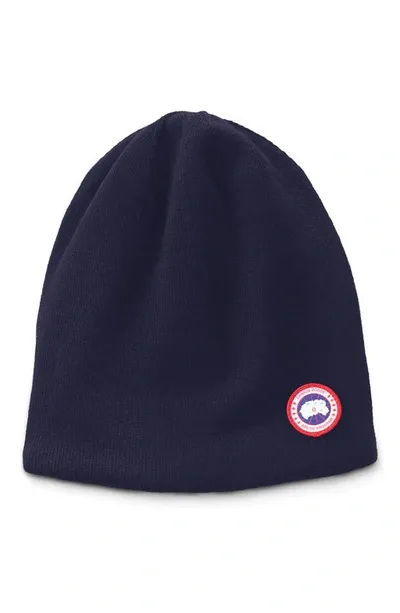 Canada Goose Standard Wool Blend Beanie In Navy Heather