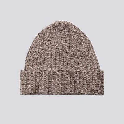 Asket The Ribbed Wool Beanie Brown Melange