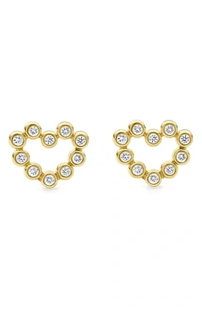 Lagos 18k Gold And Diamond Petite Heart Stud Earrings In Gold Diamond