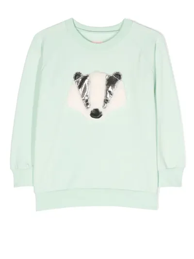 Wauw Capow By Bangbang Babies' Badger Crew Neck Sweatshirt In Grün