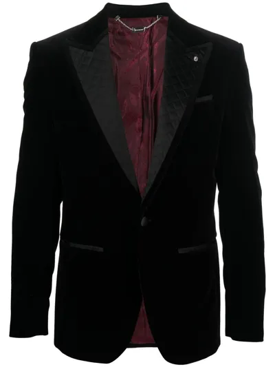 Billionaire Velvet Diamond-quilted Blazer In Schwarz