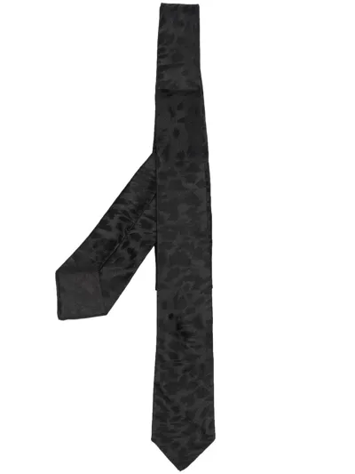 Saint Laurent Jacquard-pattern Silk Tie In Schwarz