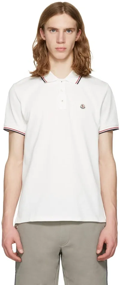 Moncler White Maglia Polo