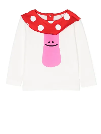 Stella Mccartney Babies' Mushroom-print Long-sleeved Cotton-jersey T-shirt 3-36 Months In Weiss