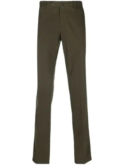 Pt Torino Mid-rise Slim-cut Chinos In Green