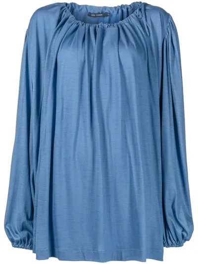 Sofie D'hoore Gathered-neckline Woollen Top In Blue