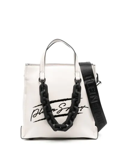 Plein Sport Logo Top-handle Tote In Nude