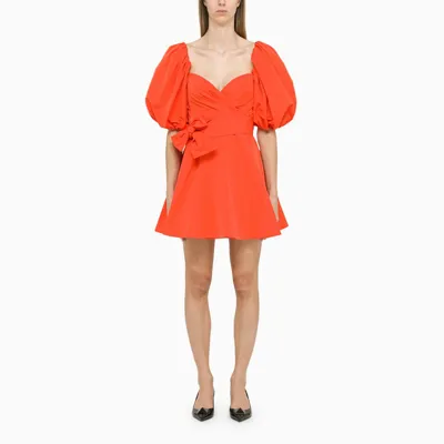 Valentino Orange Cotton Blend Flared Dress In Yellow