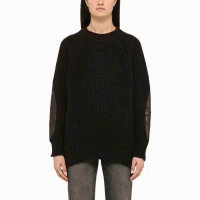 Golden Goose Liquorice-coloured Wool Crew Neck Sweater In Brown