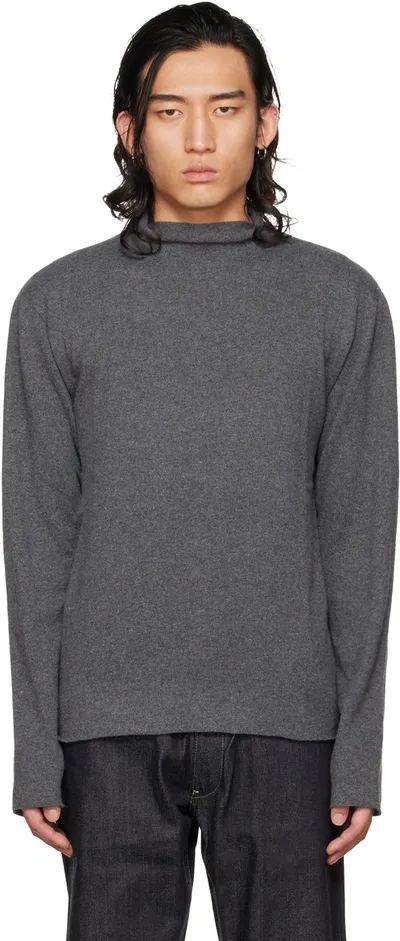 Jil Sander Gray Roll Neck Sweater In 032