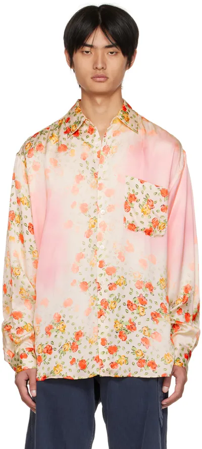 Marni Floral Print Viscose Shirt In White,pink,green