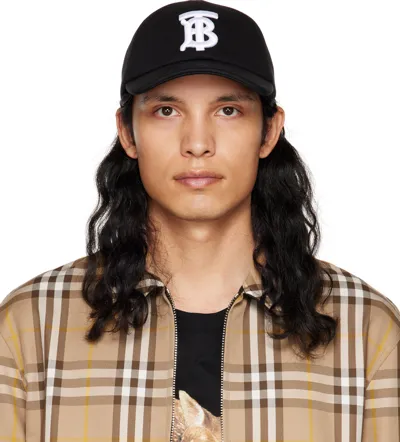 Burberry Monogram Baseball Cap In Black