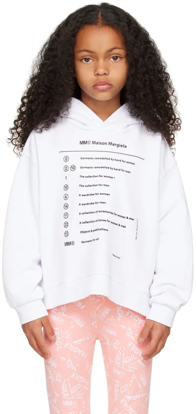 Mm6 Maison Margiela Kids White Care Logo Hoodie