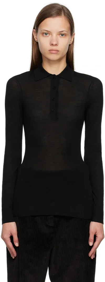 Totême Black Semi-sheer Polo