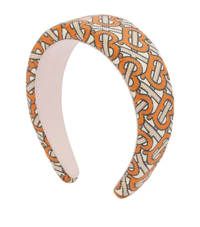 Burberry Kids' Monogram Print Cotton Headband In Orange