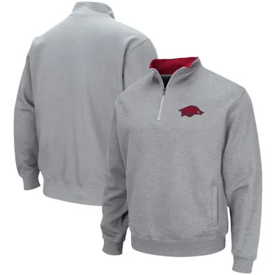 Colosseum Heathered Gray Arkansas Razorbacks Tortugas Team Logo Quarter-zip Jacket In Heather Gray