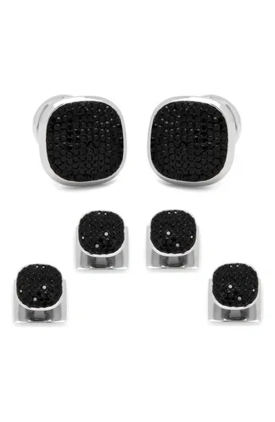 Cufflinks, Inc . Black Pave Crystal Shirt Studs & Cuff Links