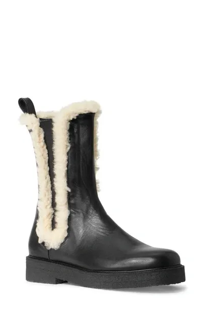 Staud Palamino Genuine Shearling Chelsea Boot In Crbl