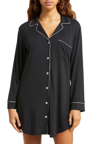 Eberjey Gisele Long Sleeve Short Pajama Set In Charcoal