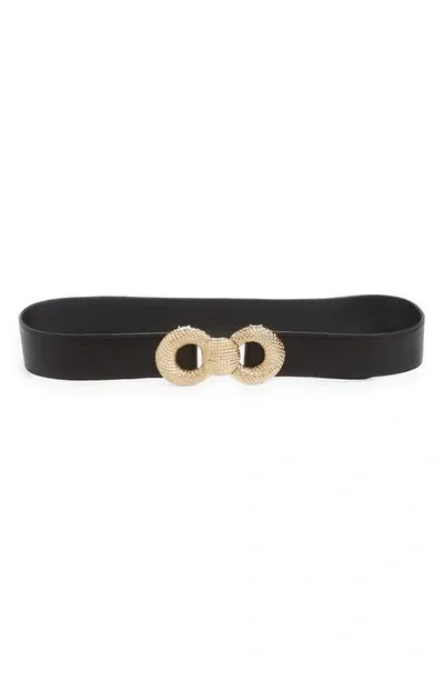 Raina Bowie Textured Bow Leather Belt In Black