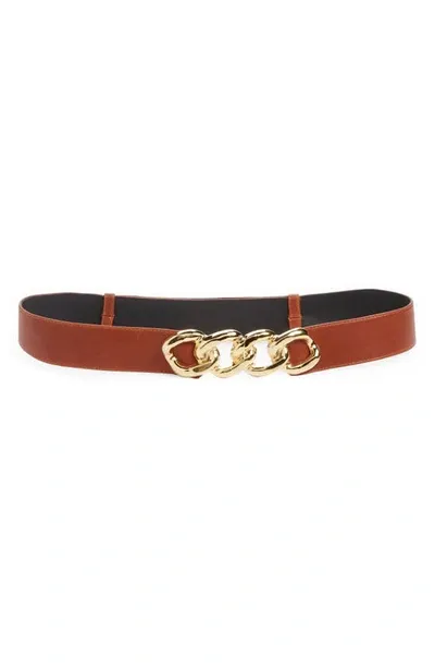 Raina Jaclyn Chain Buckle Belt In Cognac