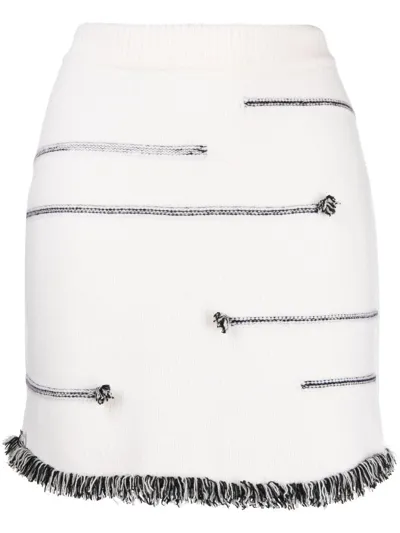 Sonia Rykiel Contrasting-stitch Detail Skirt In White