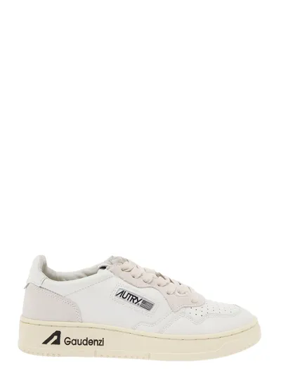 Autry Leather & Suede Sneakers Gaudenzi Logo In White