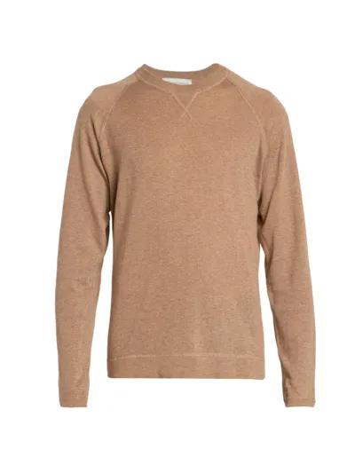 Officine Generale Nate Crewneck Sweater In Dark Khaki