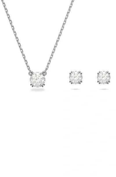 Swarovski Women's Constella 2-piece Rhodium-plated & Crystal Earring & Necklace Set