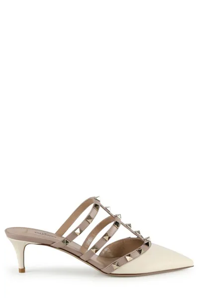 Valentino Garavani Rockstud Pointed Toe Mules In White