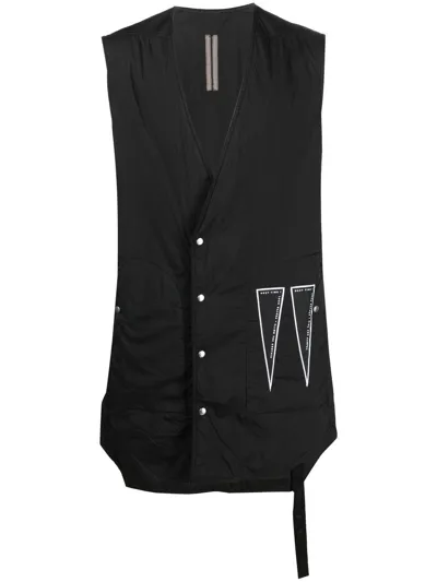 Rick Owens Logo-print Sleeveless Coat In Schwarz