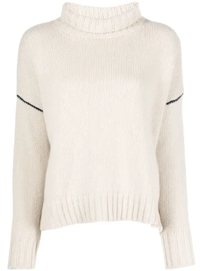 Woolrich Virgin Wool Rollneck Jumper In Neutrals