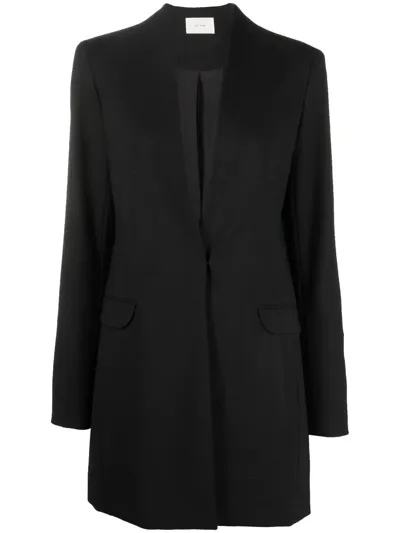 The Row V-neck Single-breasted Coat In Black